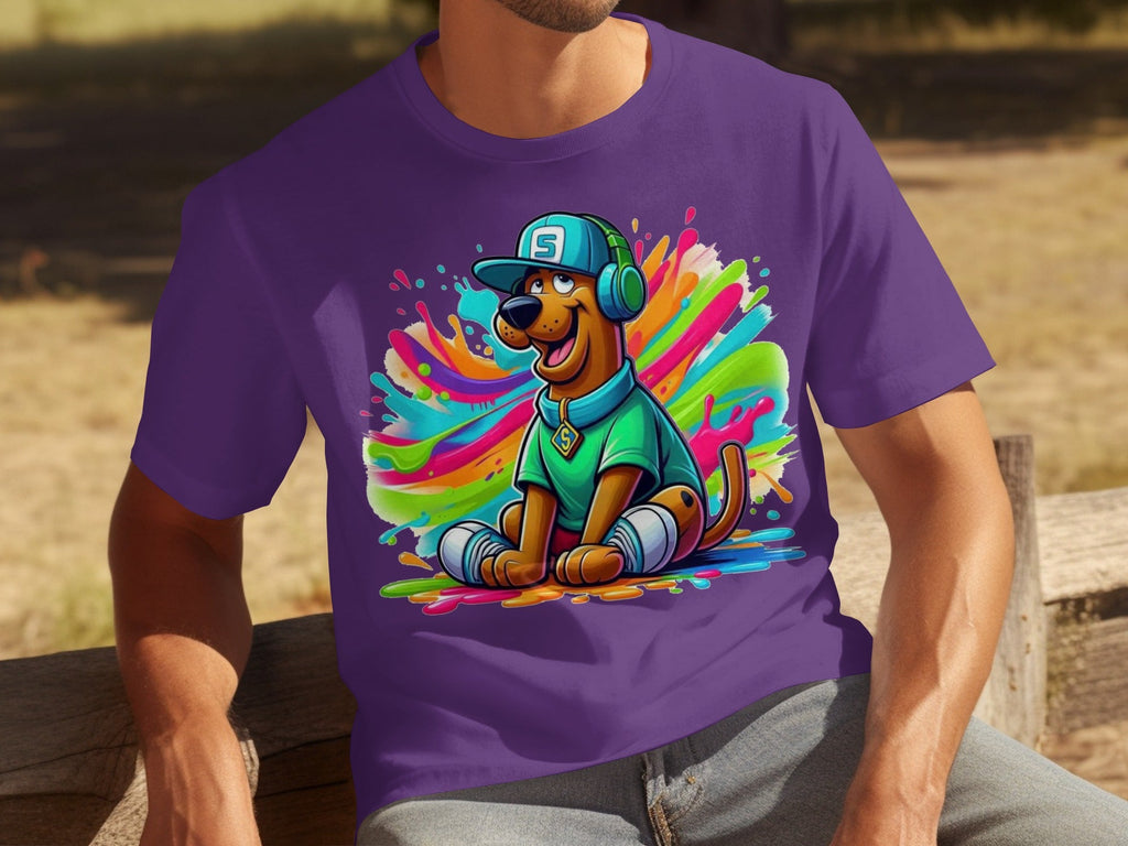 Scooby Doo with Headphones and Cap Colorful Art T-Shirts