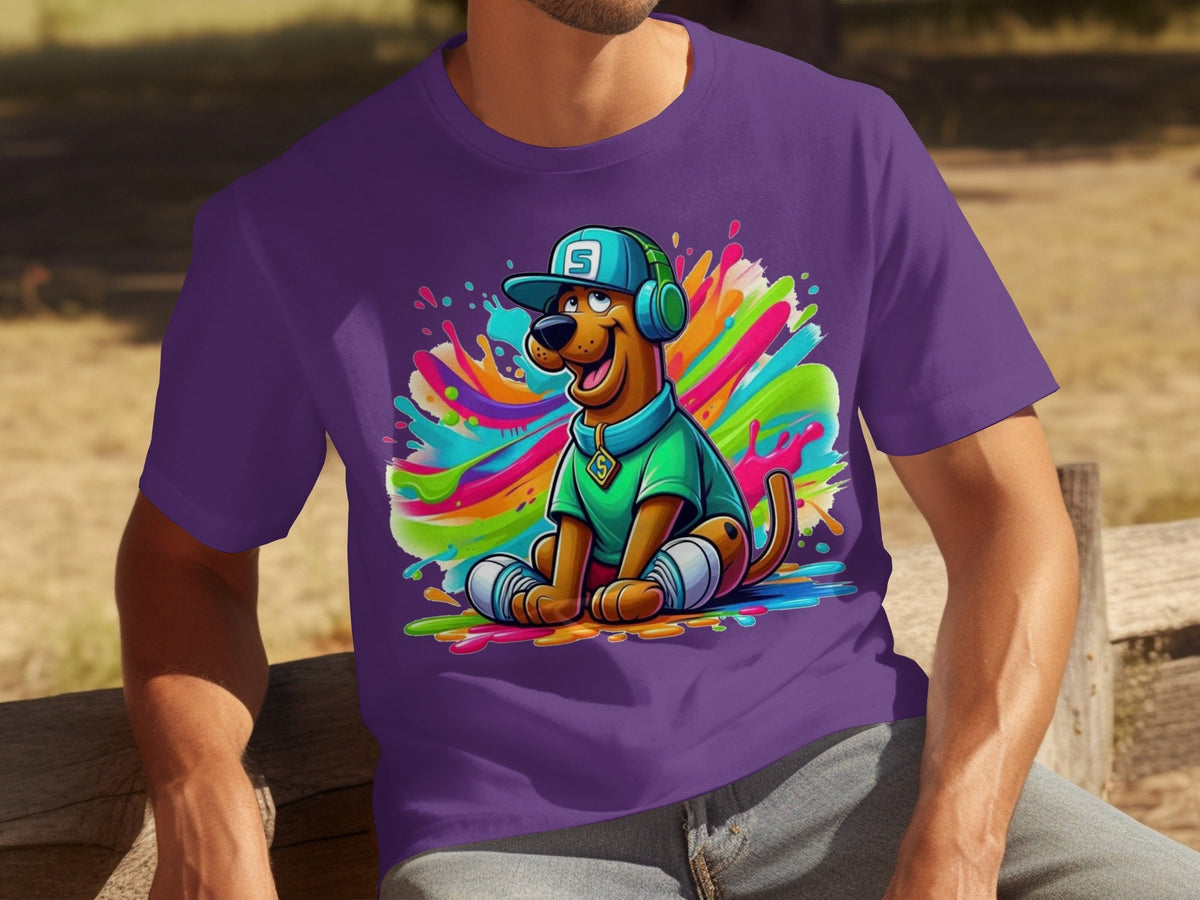 Scooby Doo with Headphones and Cap Colorful Art T-Shirts