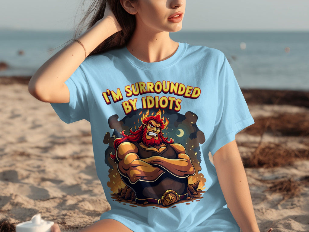 Surrounded By Idiots Cartoon Angry Zeus Design T-Shirts product image 8