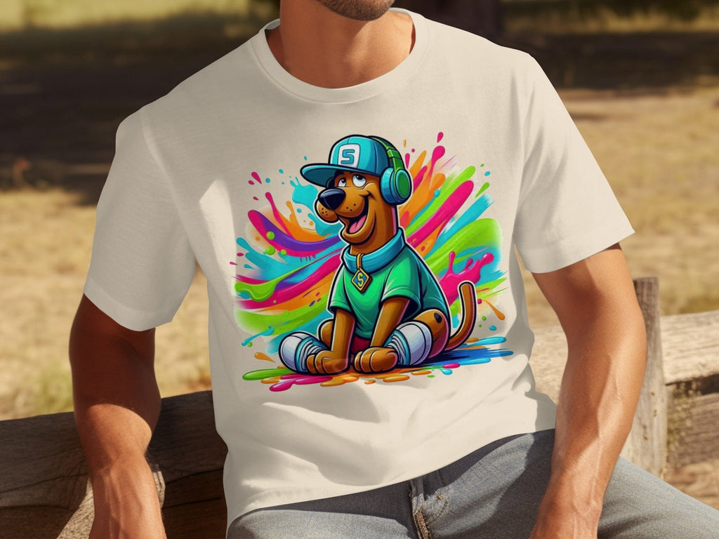 Scooby Doo with Headphones and Cap Colorful Art T-Shirts