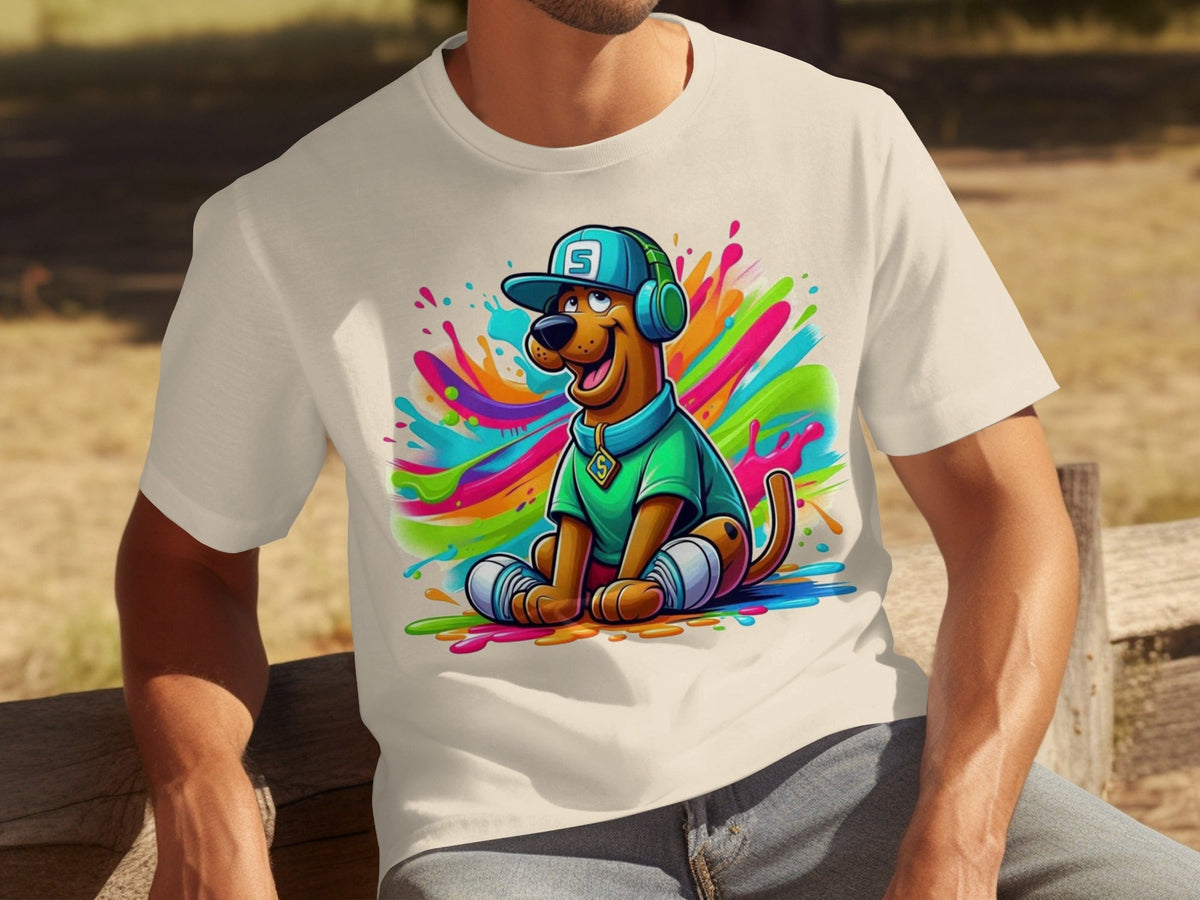 Scooby Doo with Headphones and Cap Colorful Art T-Shirts