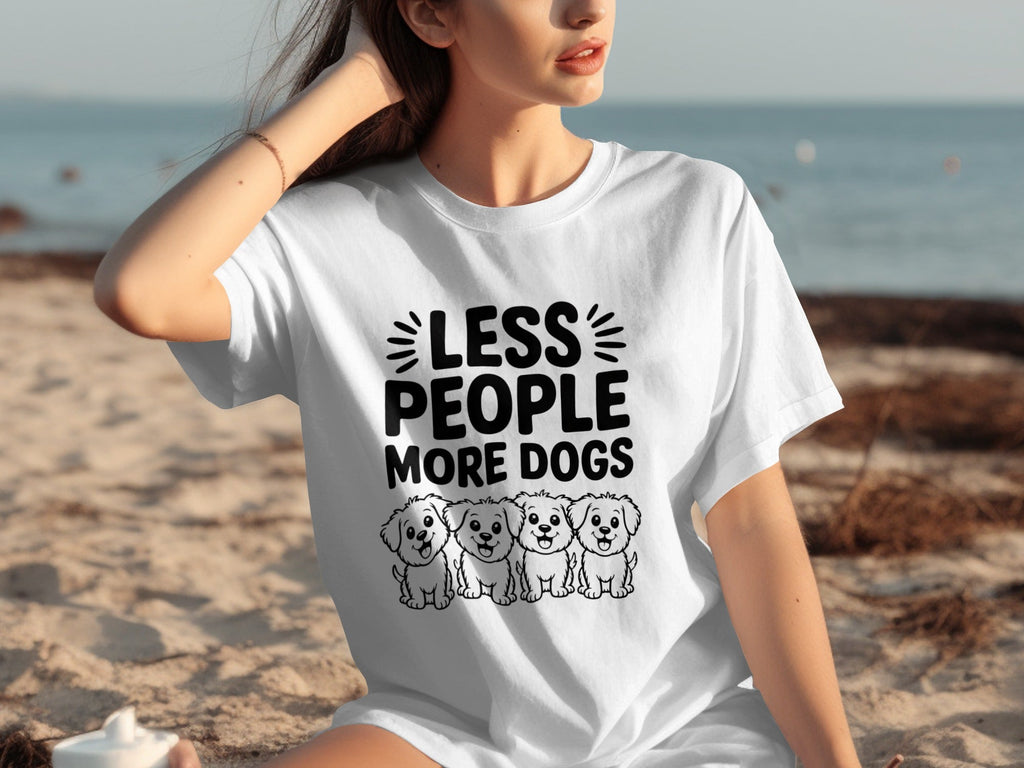 Less People More Dogs with Cute Dog Pets Art T-Shirts
