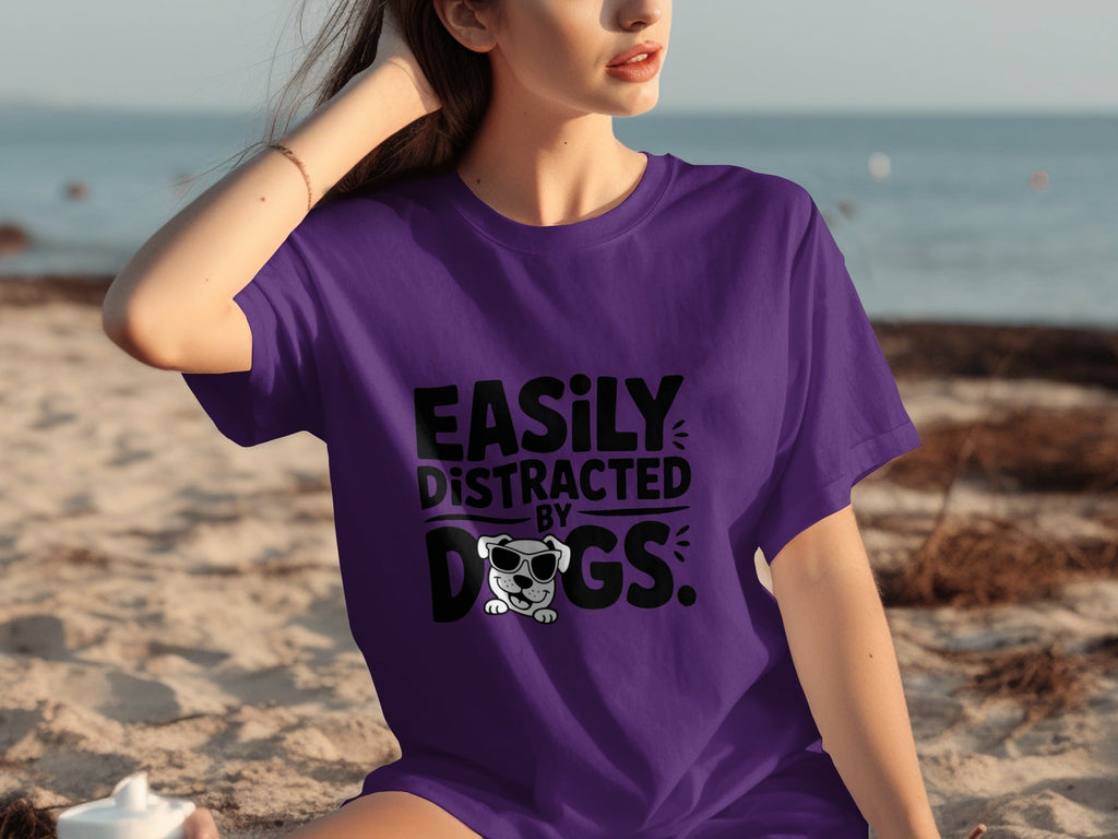Easily Distracted By Dogs Cute Puppy Illustration T-Shirts product image 10