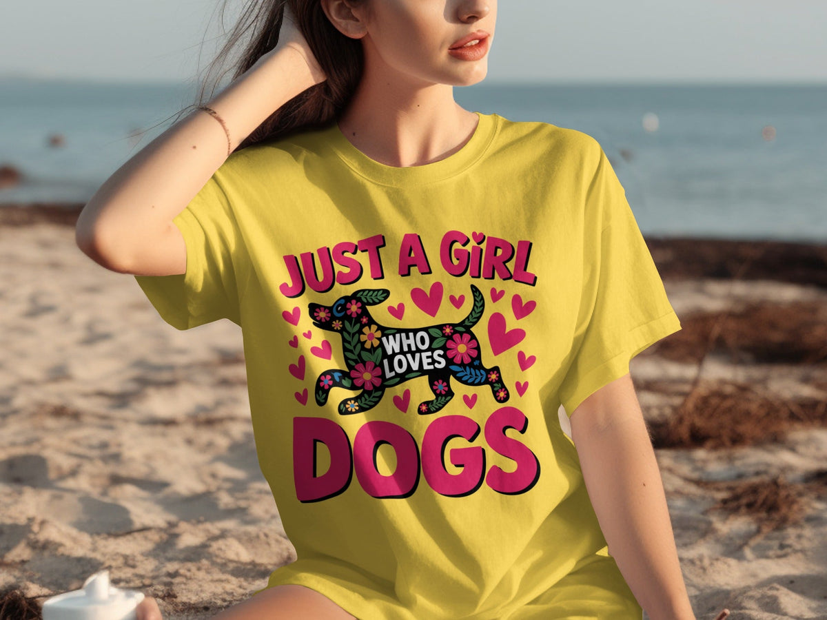Just A Girl Who Loves Dogs With Floral Dog T-Shirts product image 6