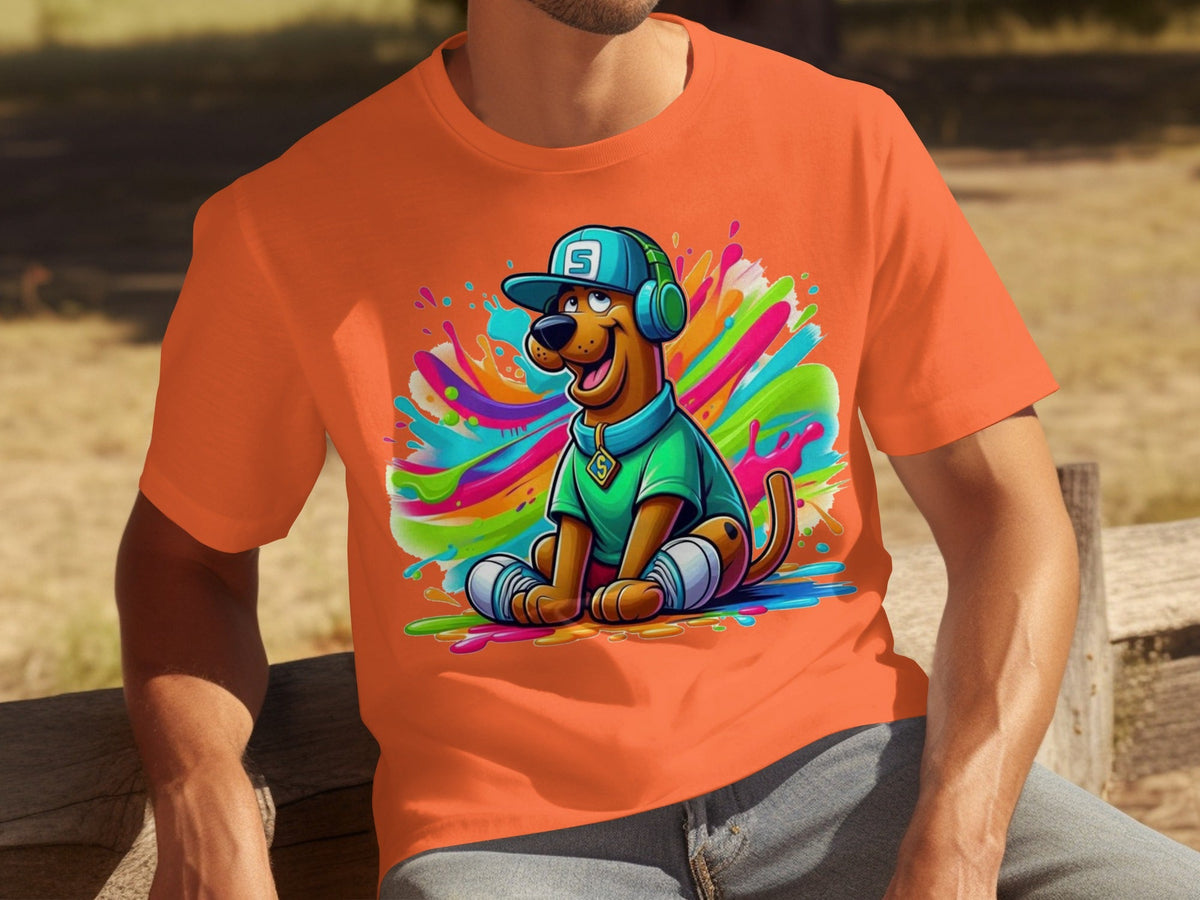 Scooby Doo with Headphones and Cap Colorful Art T-Shirts