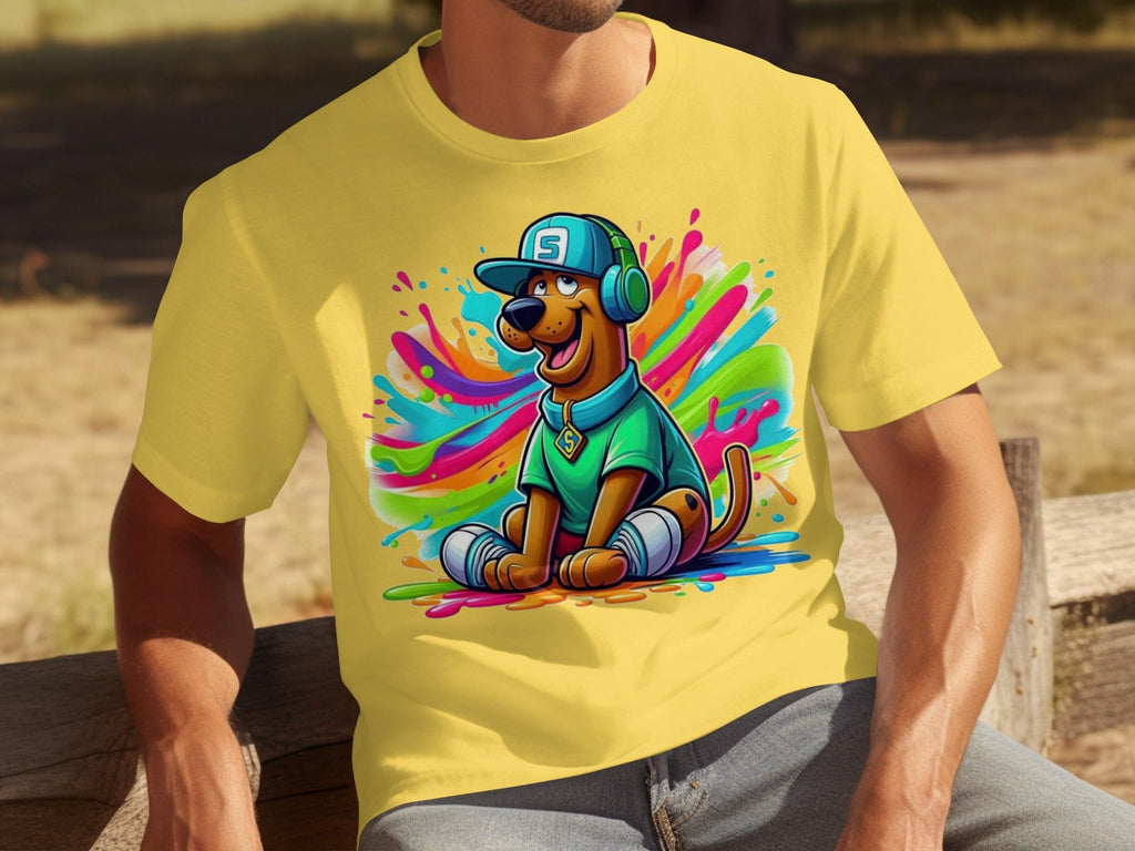 Scooby Doo with Headphones and Cap Colorful Art T-Shirts