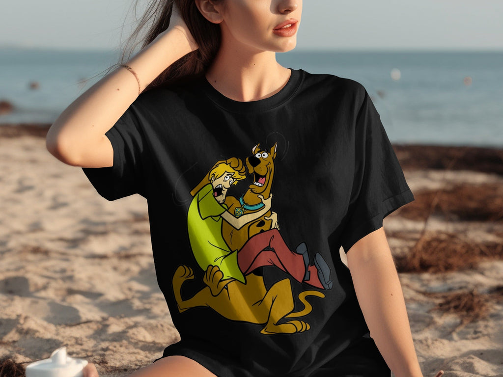 Shaggy Riding Scooby Doo Scared Cartoon Character T-Shirts