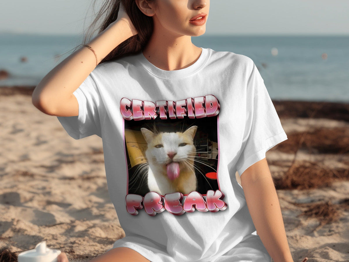 Certified Freak Hilarious Cat With Tongue Out T-Shirts