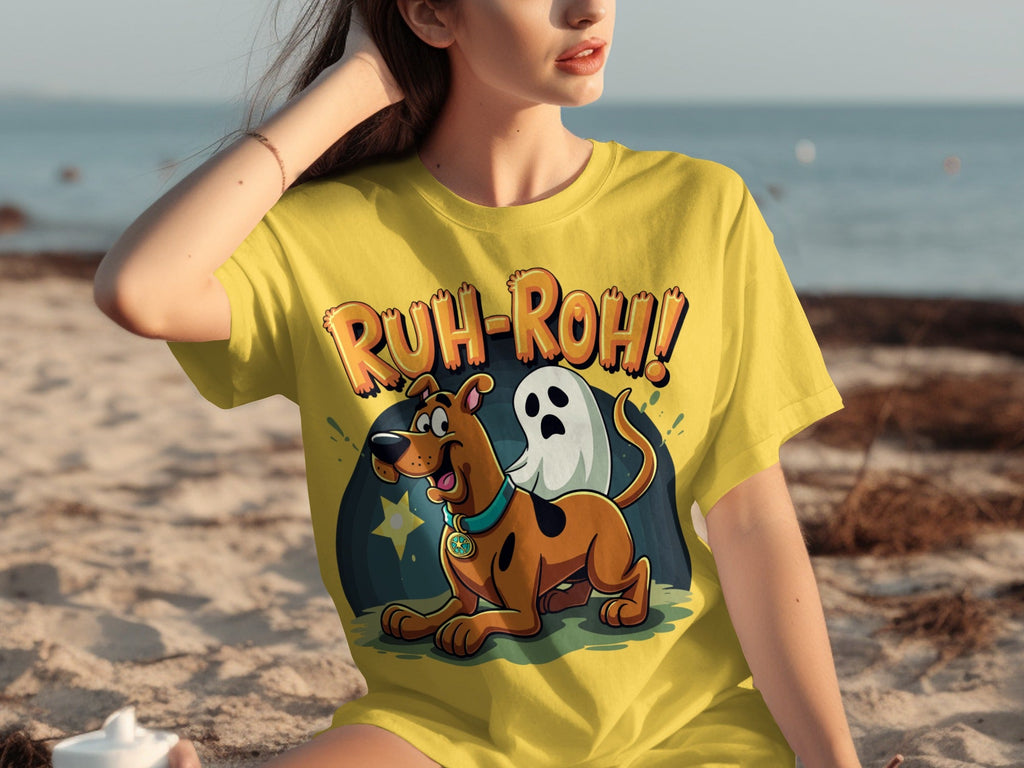 Ruh Roh Scooby Doo With Ghost Cartoon Style Design T-Shirts