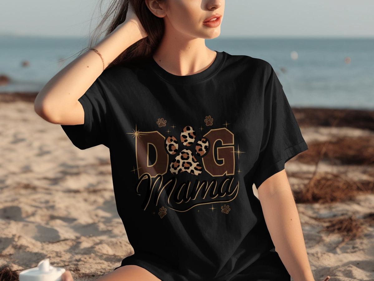 Cute Leopard Paw Print Dog Mama Graphic Design T-Shirts