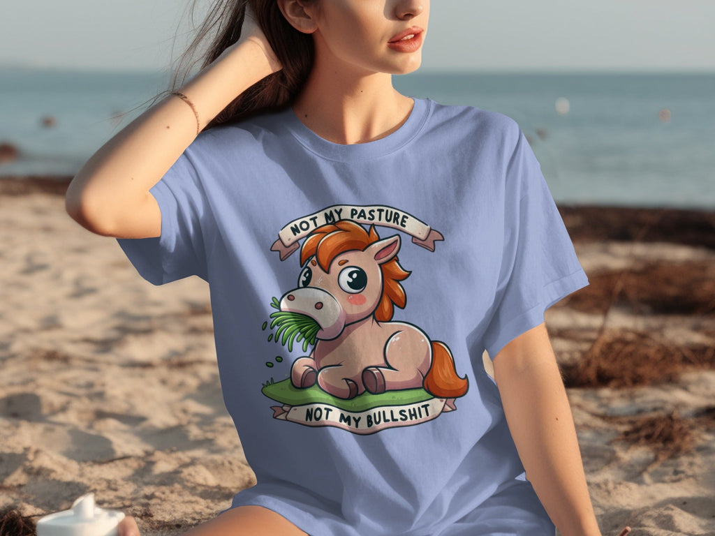 Not My Pasture Cute Horse With Phrase Funny Slogan T-Shirts