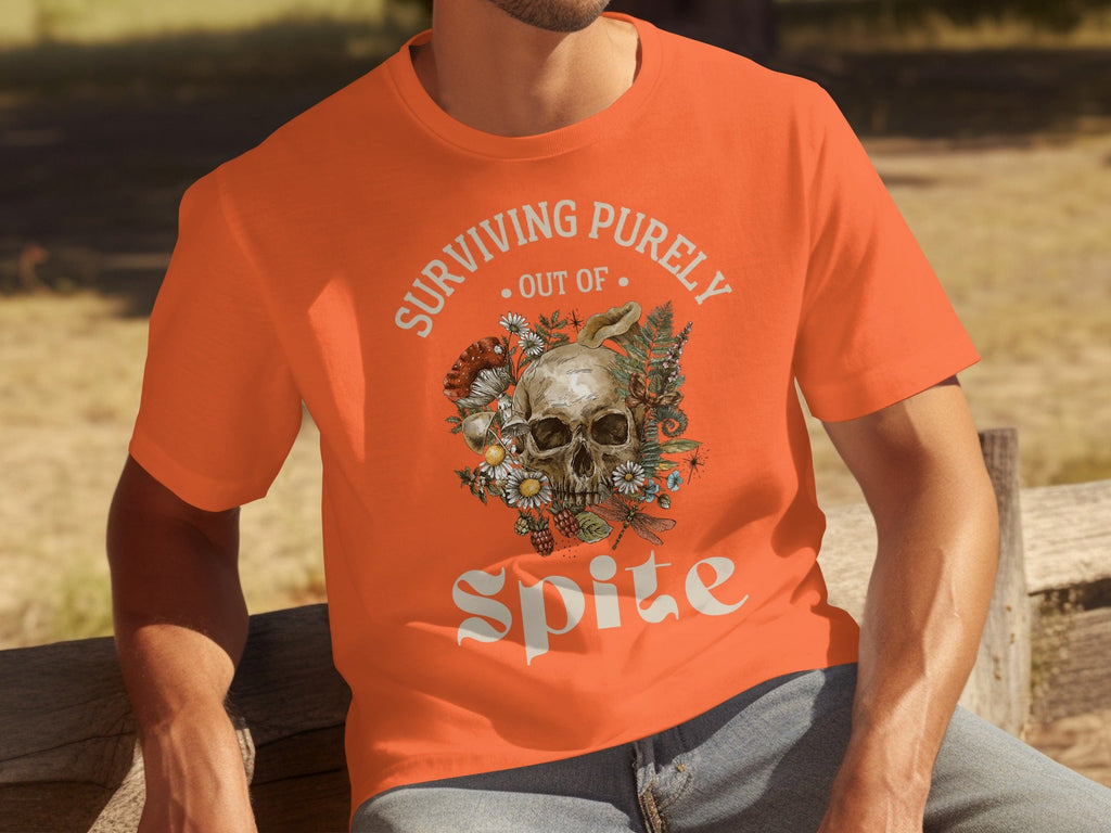 Surviving Purely Out of Spite Floral Skull T-Shirts product image 4