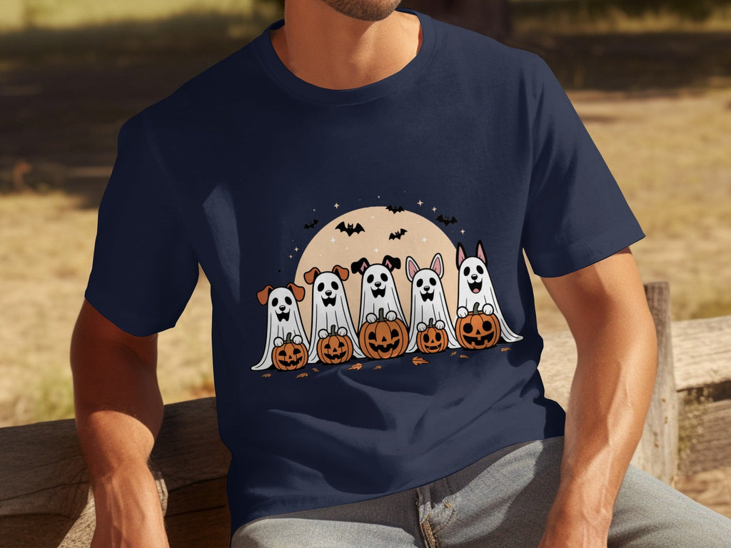 Spooky Dog Ghosts With Pumpkins Halloween Cute Season T-Shirts