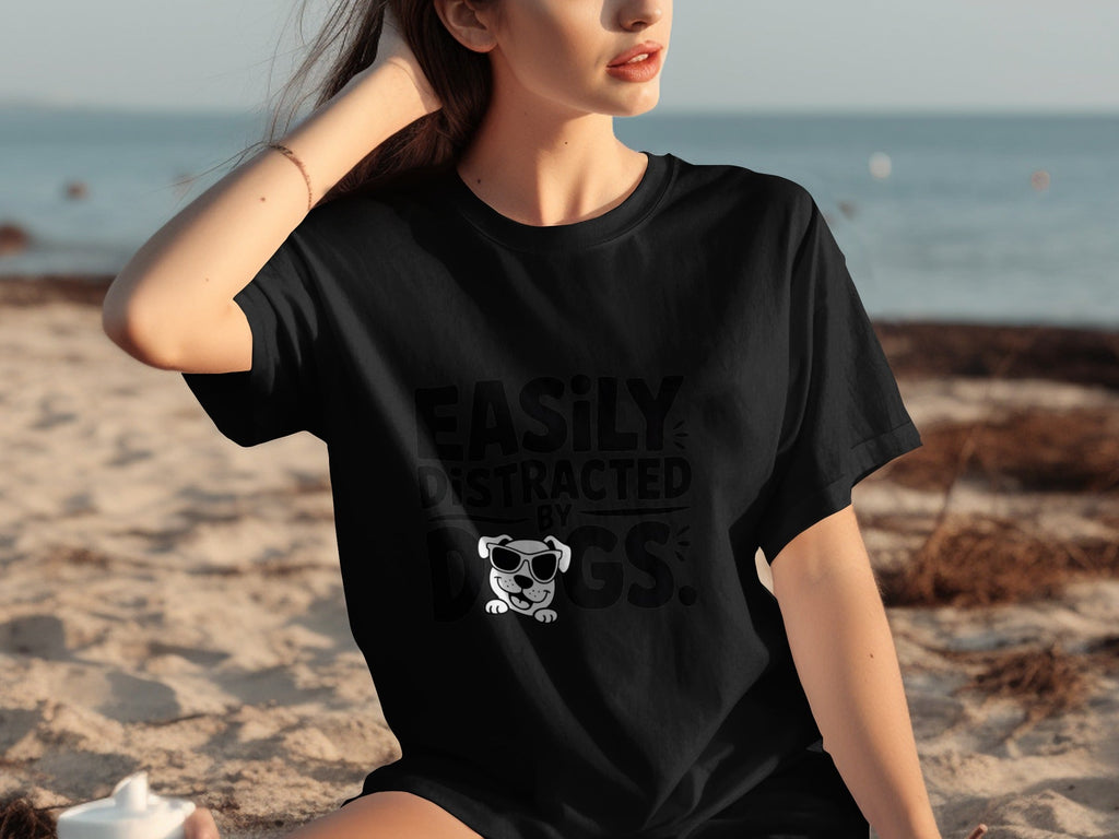 Easily Distracted By Dogs Cute Puppy Illustration T-Shirts product image 15