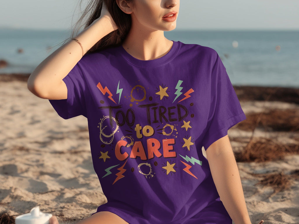 Too Tired to Care With Coffee Elements Design T-Shirts product image 9