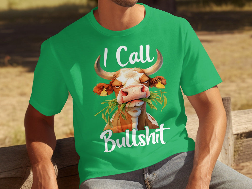 I Call Bullshit Cow with Grass Mouth Funny Farm T-Shirts