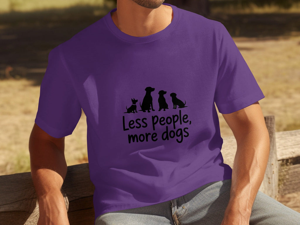 Less People More Dogs Silhouette Image Funny Pet T-Shirts