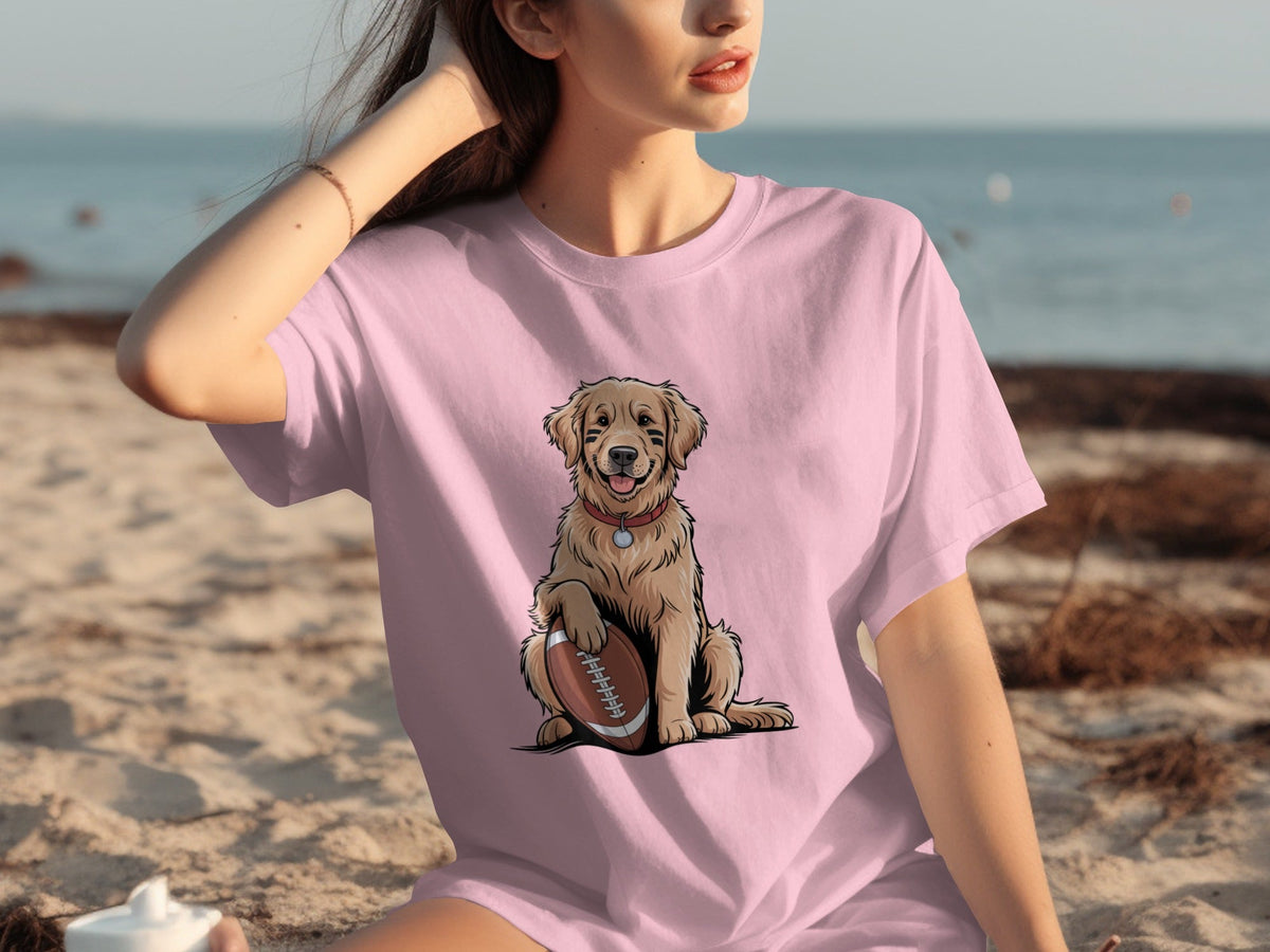Golden Retriever Ready for Football Season T-Shirts