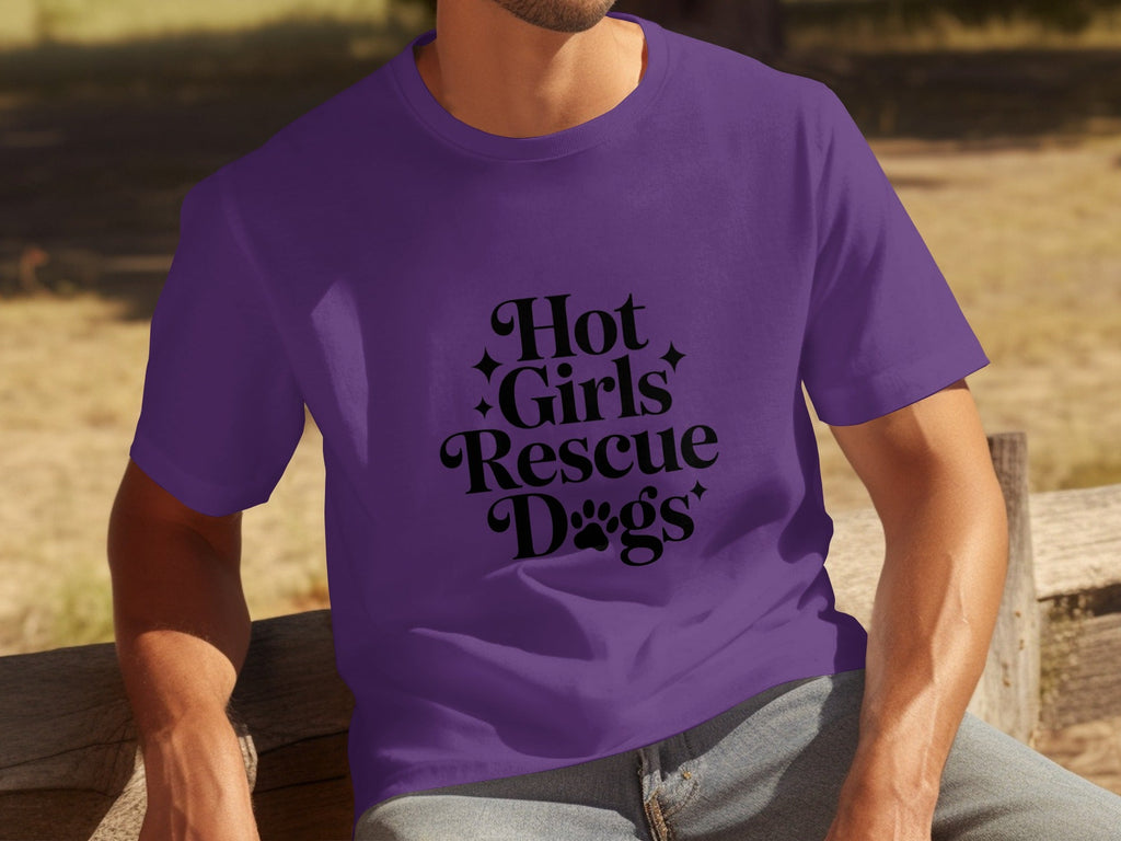 Hot Girls Rescue Dogs Graphic Print Novelty Design T-Shirts