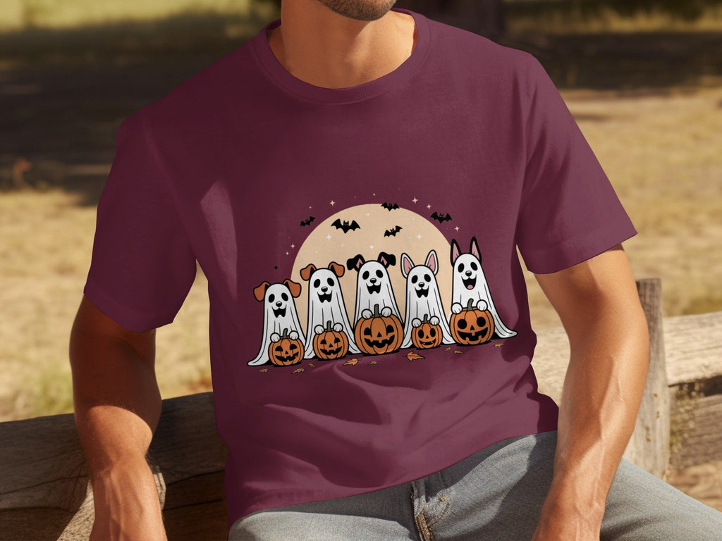 Spooky Dog Ghosts With Pumpkins Halloween Cute Season T-Shirts