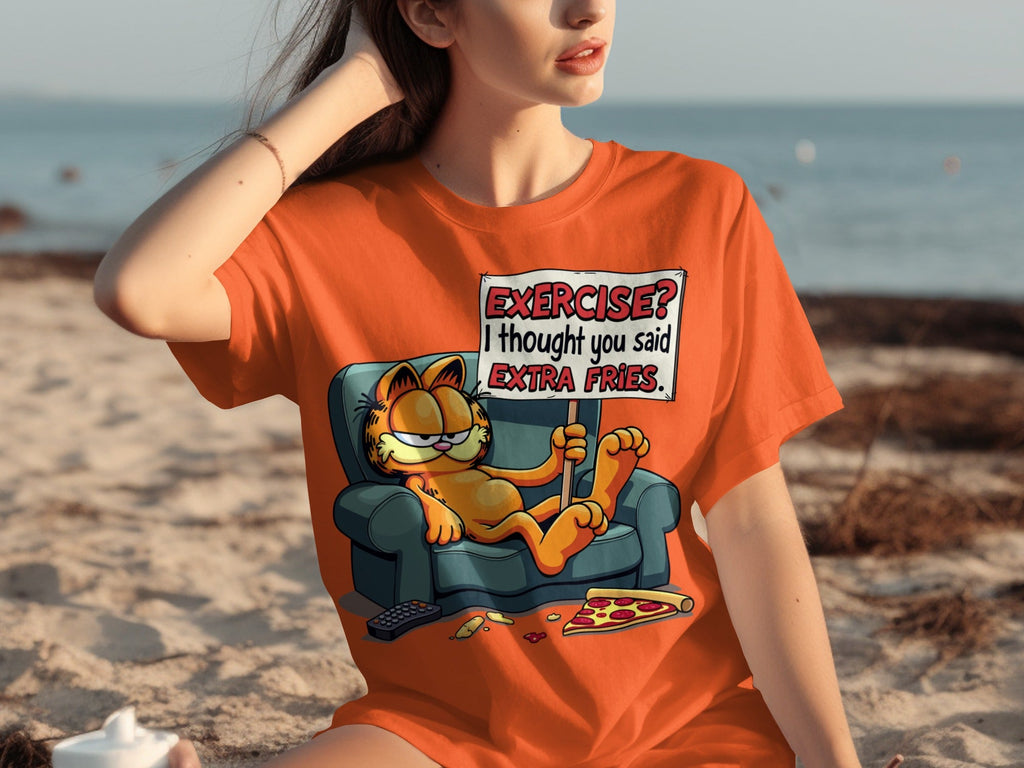 Garfield I Thought You Said Extra Fries Funny Cartoon T-Shirts