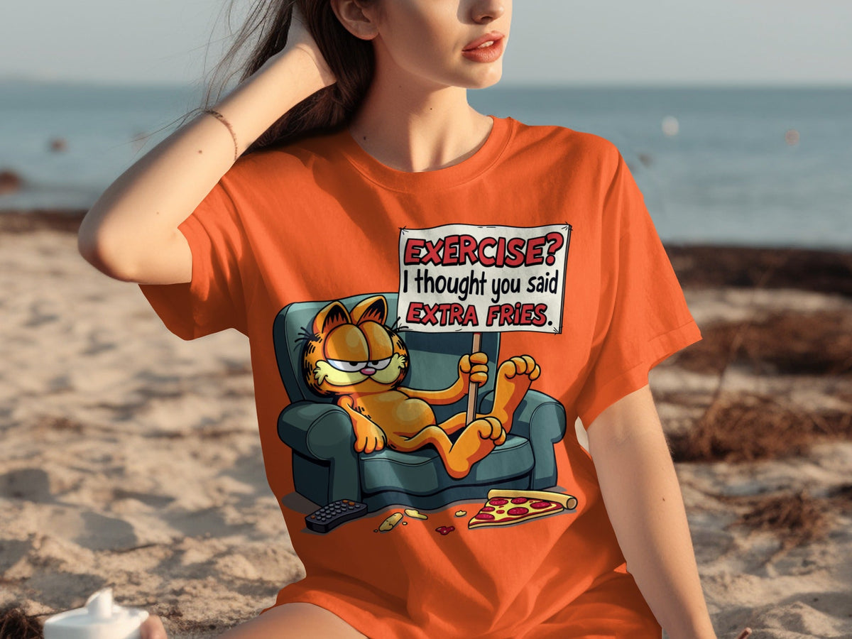 Garfield I Thought You Said Extra Fries Funny Cartoon T-Shirts