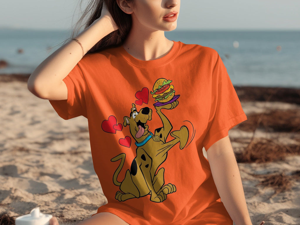 Scooby Doo Craves a Burger with Hearts Around Him T-Shirts
