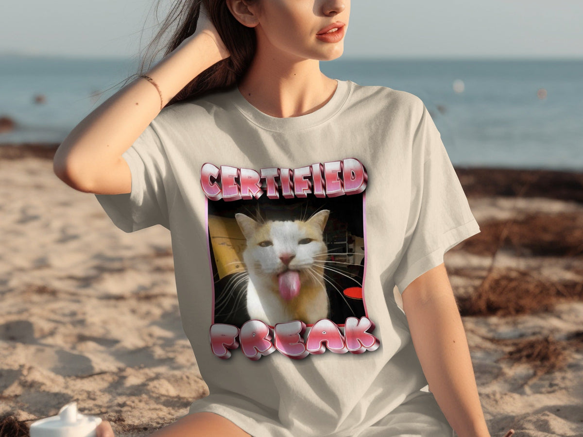 Certified Freak Hilarious Cat With Tongue Out T-Shirts