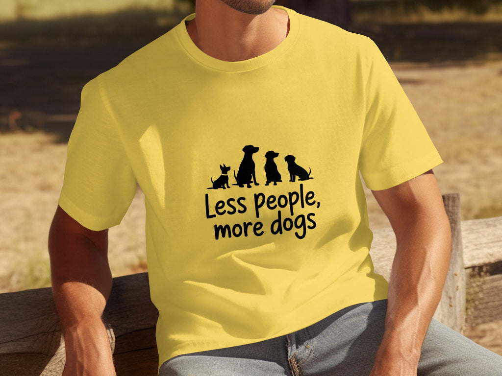 Less People More Dogs Silhouette Image Funny Pet T-Shirts