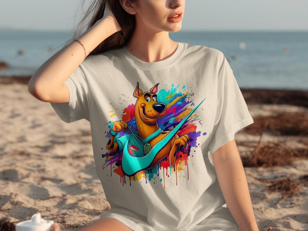 Scooby Doo With Nike Logo Trendy Colorful Splash T-Shirts