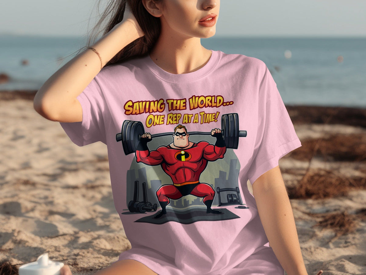 Saving the World One Rep at a Time Heroic Gym T-Shirts