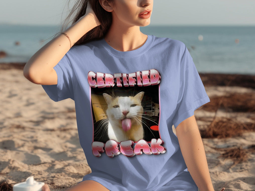 Certified Freak Hilarious Cat With Tongue Out T-Shirts