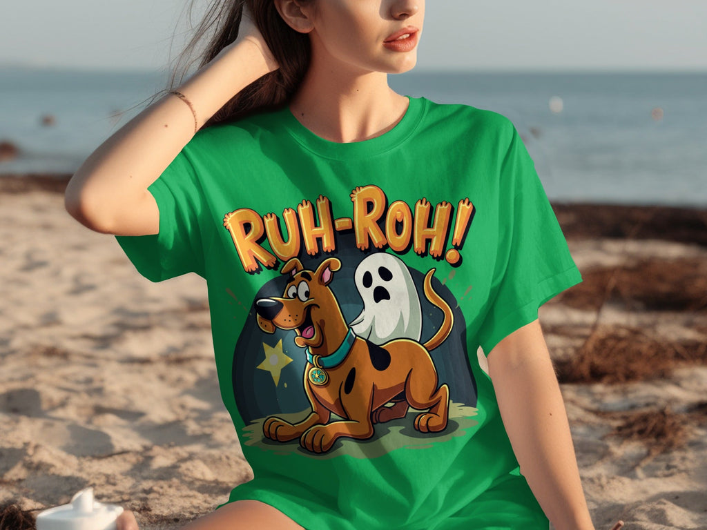 Ruh Roh Scooby Doo With Ghost Cartoon Style Design T-Shirts