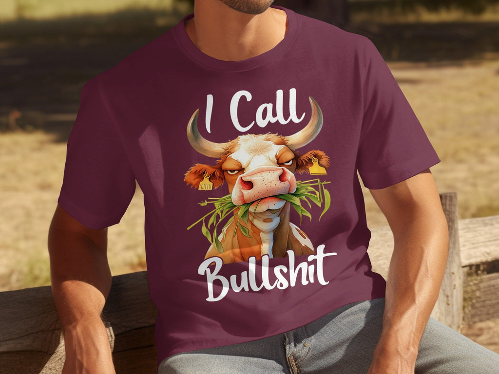 I Call Bullshit Cow with Grass Mouth Funny Farm T-Shirts