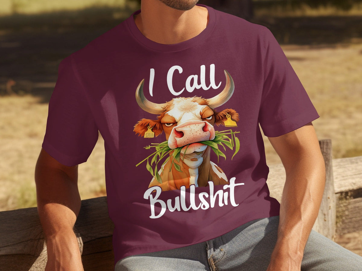 I Call Bullshit Cow with Grass Mouth Funny Farm T-Shirts