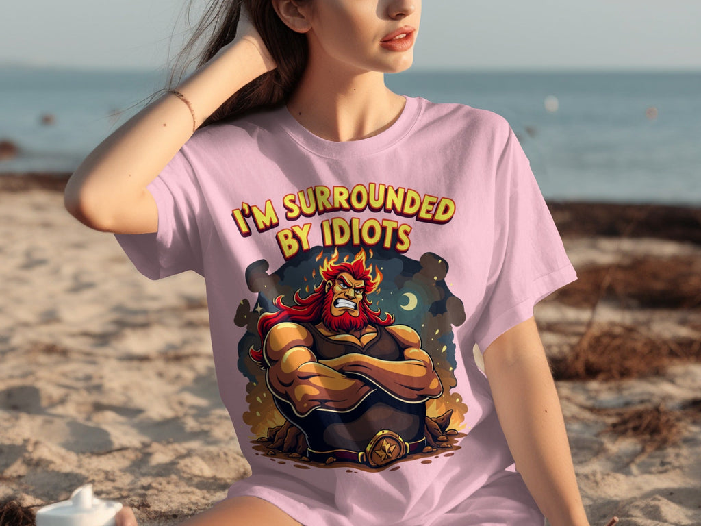 Surrounded By Idiots Cartoon Angry Zeus Design T-Shirts product image 12