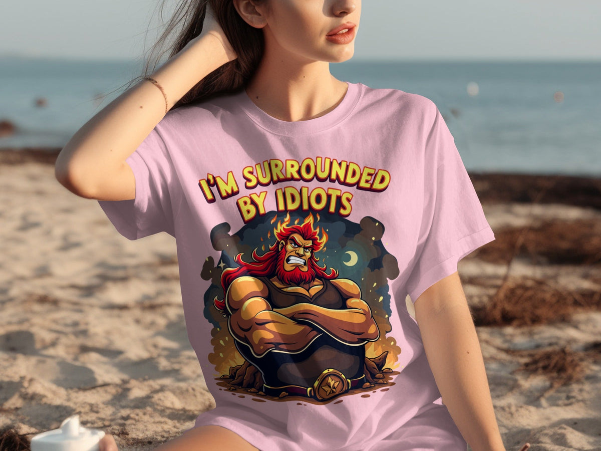 Surrounded By Idiots Cartoon Angry Zeus Design T-Shirts product image 12