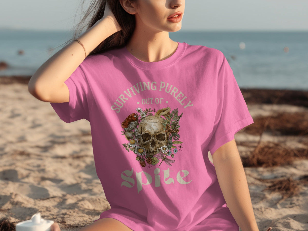 Surviving Purely Out of Spite Floral Skull T-Shirts product image 19