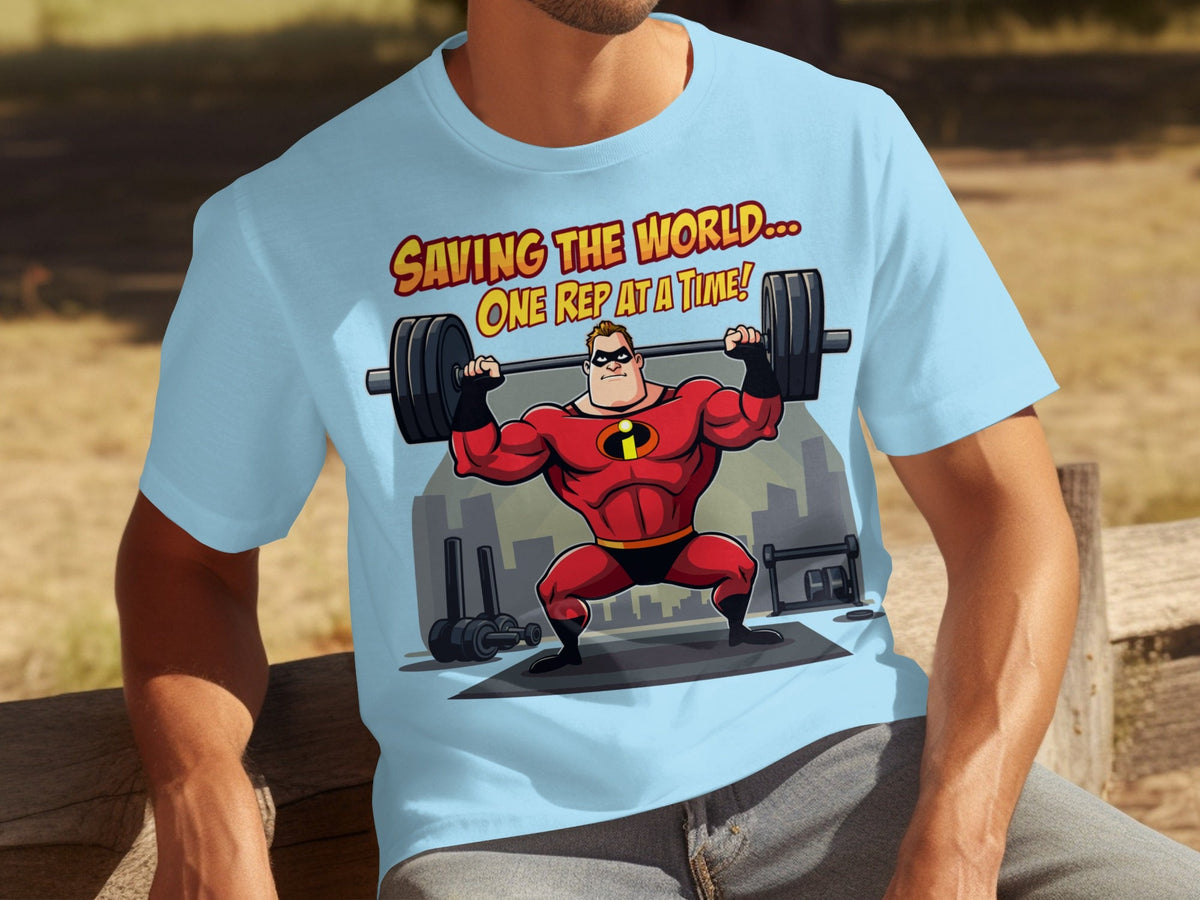 Saving the World One Rep at a Time Heroic Gym T-Shirts
