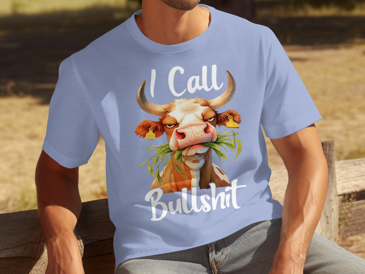 I Call Bullshit Cow with Grass Mouth Funny Farm T-Shirts