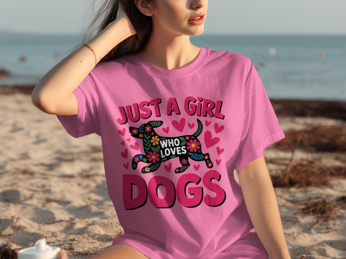 Just A Girl Who Loves Dogs With Floral Dog T-Shirts product image 3