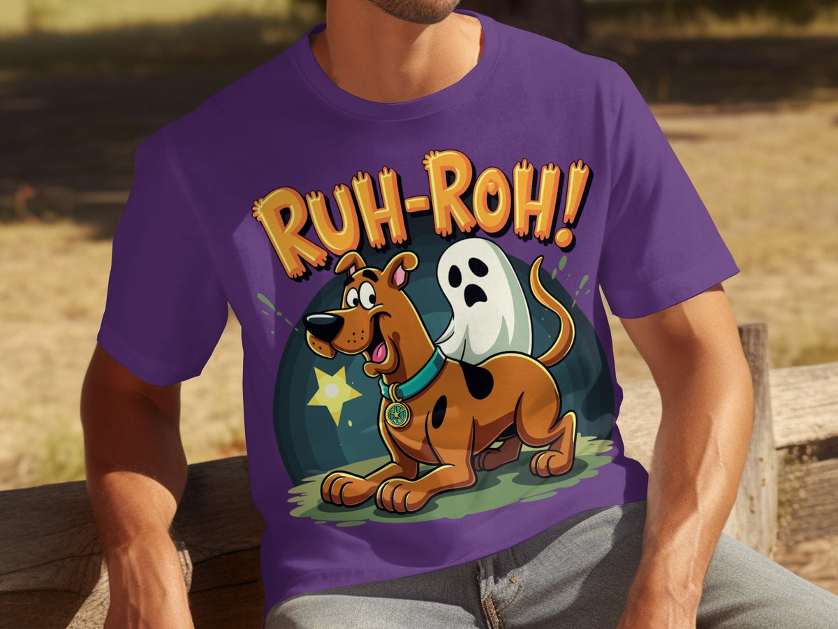 Ruh Roh Scooby Doo With Ghost Cartoon Style Design T-Shirts