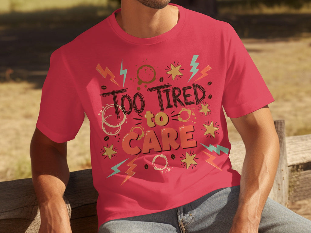 Too Tired to Care With Coffee Elements Design T-Shirts product image 16