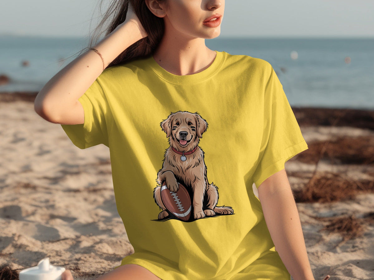 Golden Retriever Ready for Football Season T-Shirts