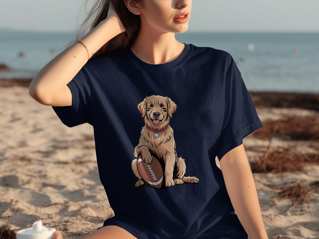 Golden Retriever Ready for Football Season T-Shirts