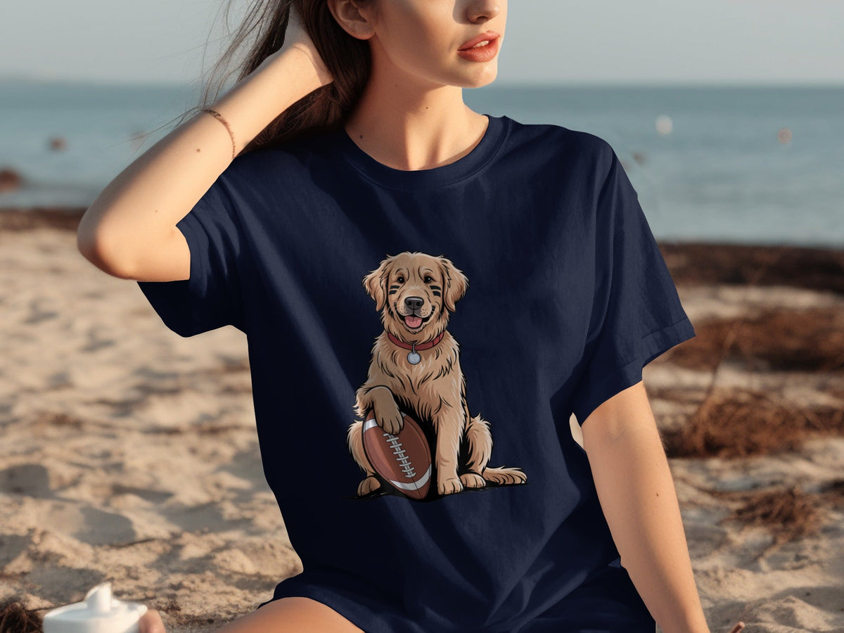 Golden Retriever Ready for Football Season T-Shirts