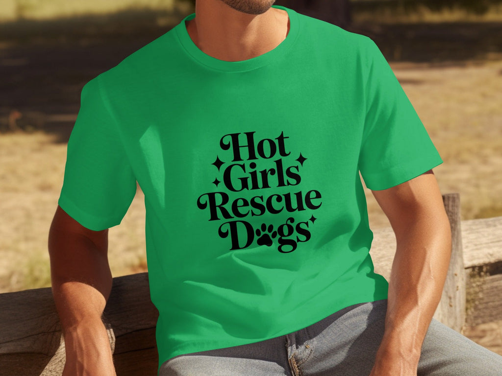 Hot Girls Rescue Dogs Graphic Print Novelty Design T-Shirts