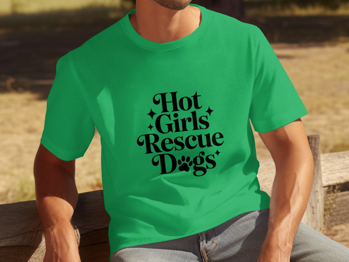 Hot Girls Rescue Dogs Graphic Print Novelty Design T-Shirts