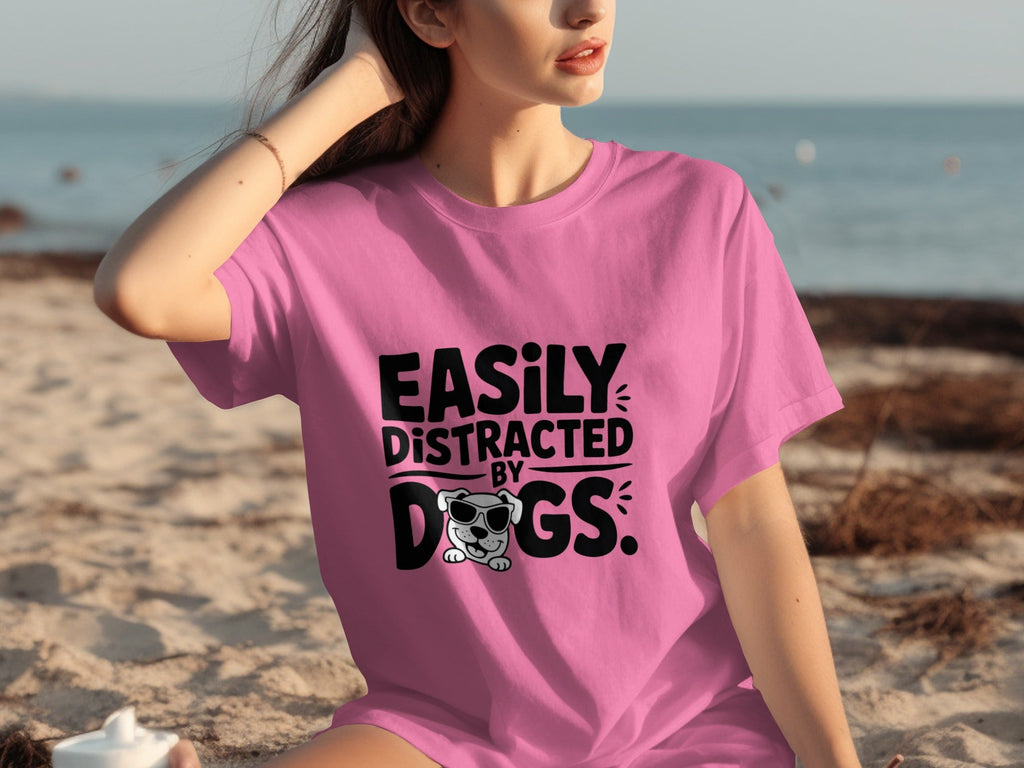 Easily Distracted By Dogs Cute Puppy Illustration T-Shirts product image 3