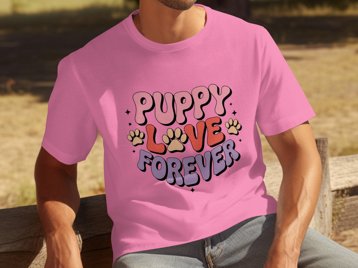 Puppy Love Forever Retro Style Graphic Design T-Shirts